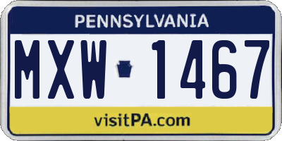 PA license plate MXW1467