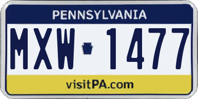 PA license plate MXW1477