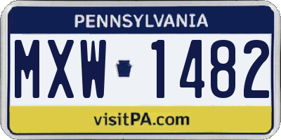 PA license plate MXW1482