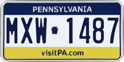 PA license plate MXW1487