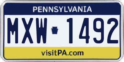 PA license plate MXW1492