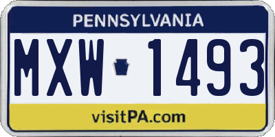 PA license plate MXW1493