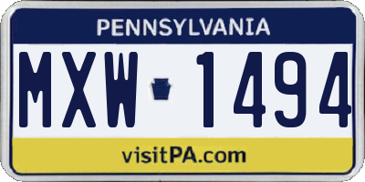 PA license plate MXW1494