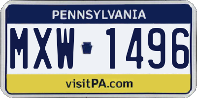 PA license plate MXW1496