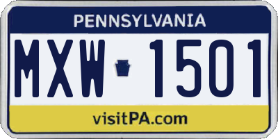 PA license plate MXW1501