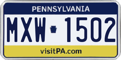 PA license plate MXW1502