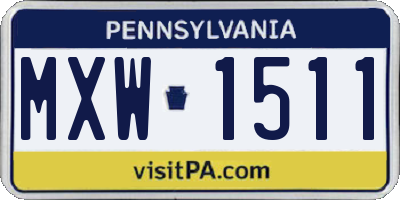 PA license plate MXW1511