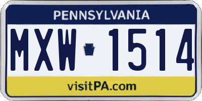 PA license plate MXW1514