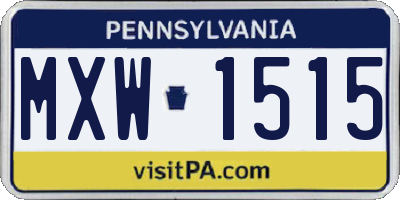 PA license plate MXW1515