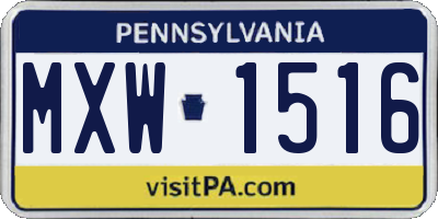 PA license plate MXW1516