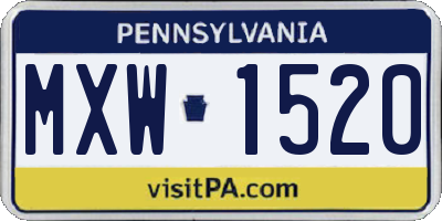 PA license plate MXW1520