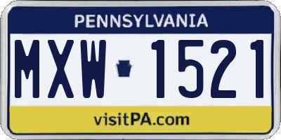 PA license plate MXW1521