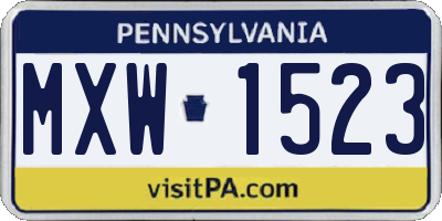 PA license plate MXW1523