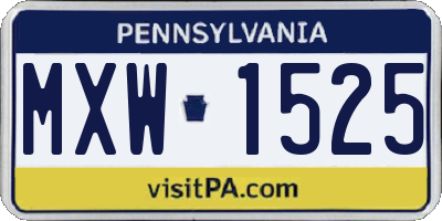 PA license plate MXW1525