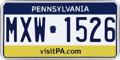 PA license plate MXW1526