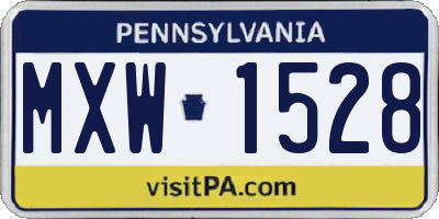 PA license plate MXW1528