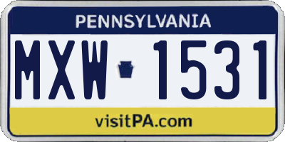 PA license plate MXW1531