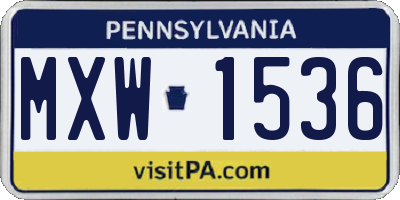 PA license plate MXW1536