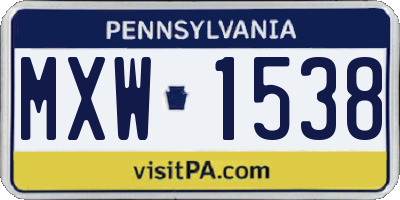 PA license plate MXW1538