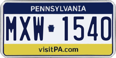 PA license plate MXW1540