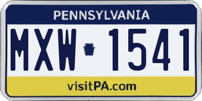PA license plate MXW1541