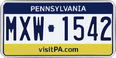 PA license plate MXW1542