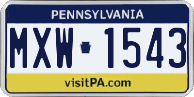 PA license plate MXW1543
