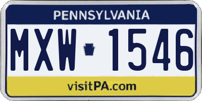 PA license plate MXW1546