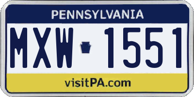 PA license plate MXW1551