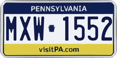 PA license plate MXW1552
