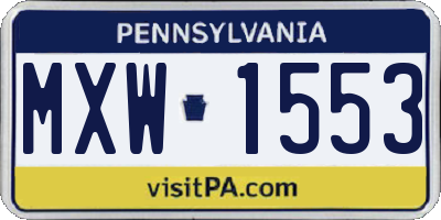 PA license plate MXW1553