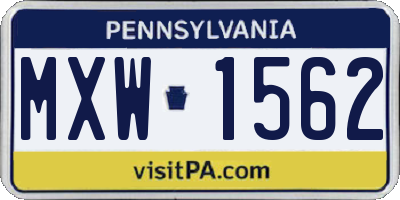 PA license plate MXW1562