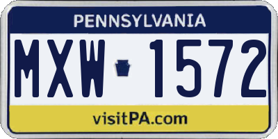 PA license plate MXW1572