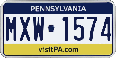 PA license plate MXW1574