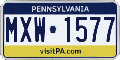 PA license plate MXW1577