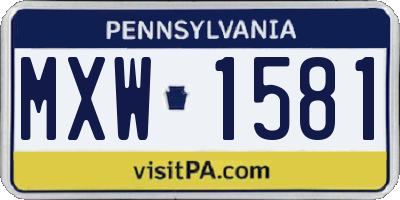 PA license plate MXW1581
