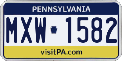 PA license plate MXW1582