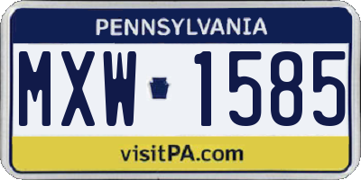 PA license plate MXW1585