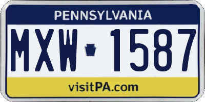 PA license plate MXW1587