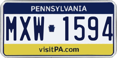 PA license plate MXW1594