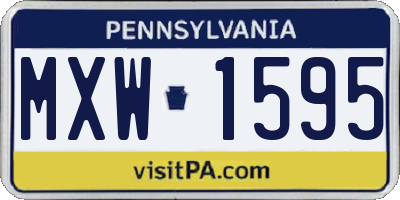 PA license plate MXW1595