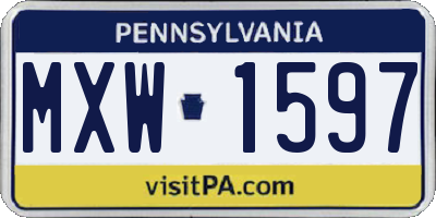 PA license plate MXW1597