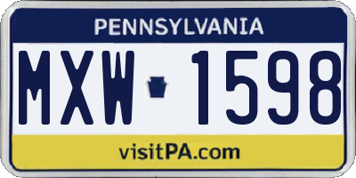 PA license plate MXW1598