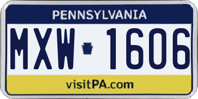 PA license plate MXW1606