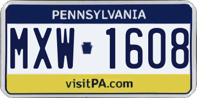 PA license plate MXW1608