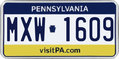 PA license plate MXW1609
