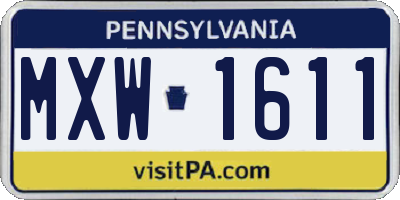 PA license plate MXW1611