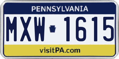 PA license plate MXW1615