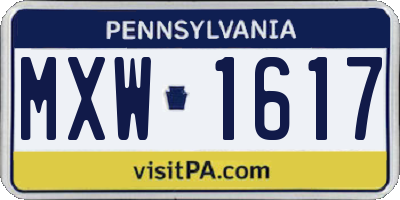 PA license plate MXW1617