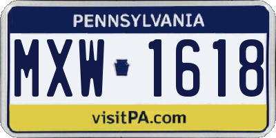 PA license plate MXW1618